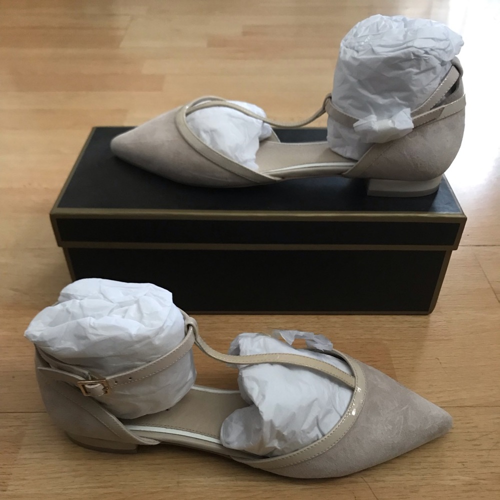 Ava & Aiden Beige T-strap Flat